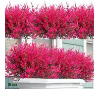 10 Bundles Artificial Flowers Lavender Outdoors UV Resistant Fake Plants Bulk Faux Plastic Flowers Artificial Pink Plants Greenery Shrubs Garden Porch Window Box Wedding Decor (Pink)