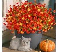 10 Bundles Autumn Artificial Flowers,Fall Faux Flowers,Autumn Morning Glory | Fake Plastic Silk Flowers No Fade, UV Resistant Autumn Flowers Fall Plants for Home Garden Fall Decor, Window Box, Porch