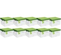 10 Business Archive Office Storage Boxes with Lid and Handles Stackable Green