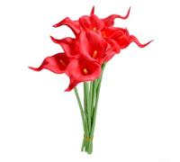 10 Calla Lily Artificial Flowers for Home and Event Decoration 34cm Tall for Elegant Floral Designs (red)