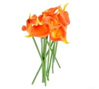 10 Calla Lily Artificial Flowers for Home and Event Decoration 34cm Tall for Elegant Floral Designs (sunset red)
