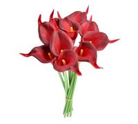 10 Calla Lily Artificial Flowers for Home and Event Decoration 34cm Tall for Elegant Floral Designs (wine red)