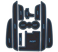 10 Car Door Slot Mats for Jaguar XF 2011-2015, Non-Slip Rubber Dust-Proof Interior Accessories with Cup Holder Pad, Blue