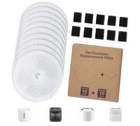10 Cat Fountain Replacement Filters + 10 Sponge Filters, Compatible With Petkit Eversweet Solo Se/Solo 2/3 Pro/3/2s Wireless Cat Fountain, Replacement Of The Round Pet Drinking Water Filters