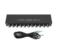 10 Channel Stereo Headphone Amplifier Built In Equalizer Audio Splitter Aluminum Alloy Distribution Box DC 12V Power Auxiliary Studio Equipment For Mixer Interfaces