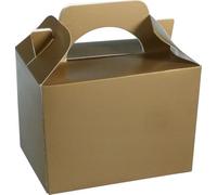 10 Childrens/Kids Plain Coloured Carry Food Meal Birthday Party Box Loot Bag Boxes - Size: 152mm x 100mm x 102mm (Gold)