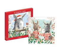 10 Christmas Cards with Envelopes - Donkey Design cards-reeting Cards Pack, 2 Different Xmas Cards Designs for Sending Holiday Wishes to Family, Friends and Loved Ones (DONKEYS)