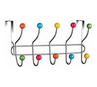 10 Chrome Hooks Over Door Multi Colour Plastic Cap Coat Towel Hanger