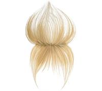 10 Clip-in Bangs for Women, Platinum Blonde Real Human Hair, Triangle Design with 3 Clips, Breathable Mesh for A Natural Look