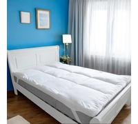 10 cm Mattress Topper Double Bed 135x190 Cm - Quilted Microfibre Ultra Soft Breathable 4 Inch Thick with Strong Corner Straps, Machine Washable Double Mattress Topper for Ultimate Comfort