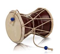 10 cm Small Handmade Traditional Authentic Wooden & Leather Classical Indian Folk Dumroo Damroo Damaru Hand Drum Percussion Instrument Set, Decorative Collectible Showpiece World Musical Instruments