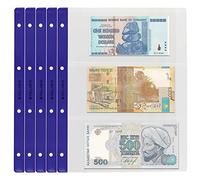 10 Collectors Banknote Sleeves, 3 Pockets 8.62" X 3.94" (219mm X 100mm) On Each Page, for Currency, Notes. Album XL Pages Refill