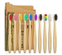 10 Color Bamboo Toothbrushes Multipack | Soft Bristles Wooden Toothbrush for Adult | Premium BPA Free Vegan Eco-Friendly, Plastic-Free, Biodegradable & Compostable Charcoal Manual Toothbrush