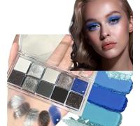 10 Color Blue Smokey Eyeshadow,Matte Blue Eye Shadow Pallets,Blue Eyeshadow Palette Glitter,Shimmer & Matte Smokey Eyeshadow Palette,Waterproof Blue Eyeshadow Makeup,Natural Eye Shadows Palette