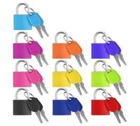 10 Color Coded Locker Padlocks Set, Stainless Steel Rust Resistant Small Portable Padlock, Scratch Proof Rubber Coated Mini Lock with 2 Keys for Dorm Gym Travel Suitcase Toolbox, 23×18mm