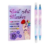10 Color Double-Ended Nail Art Pens Set for Drawing and Creating Gradient Effects on Nails, Three In One Tool for Nail Art, Quick Dry Nail Art Kit for DIY Home Salon (1pcs)