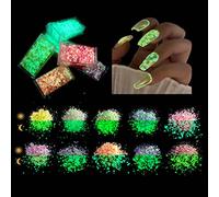 10 Color Festival Glitter Eye Body Glitter Glow in The Dark, Luminous Hexagons Chunky Sequin for Acrylic Nail Hair Face Resin Art Crafts, Hexagons Flakes Makeup Artist for Cosmetic Festive Decoration