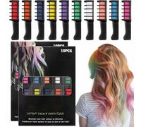 10 Color Festive Fun Hair Chalk Combs for Girls, 2026 New Hair Chalk Comb Temporary Hair Color Dye, Washable Temporary Hair Dye Comb, For Birthday, Christmas, New Year (2Set)