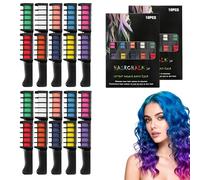 10 Color Festive Fun Hair Chalk Combs,Non-Toxic Easy Washable Hair Dye Colourful,Temporary Hairs Color Dye, Skin-Safe Materials, Hairs Color Comb for Christmas Birthday Party Cosplay DIY (2 set)