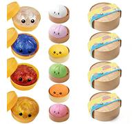 10 Color Mystery Box Dumpling Squishy Cute Dim Sum Squeeze Toy with Glitter Steamer Fun Desk Fidget Stress Relief Office Tool Random (Random-4pcs)
