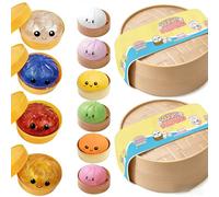 10 Color Mystery Box Dumpling Squishy Cute Dim Sum Squeeze Toy with Glitter Steamer Fun Desk Fidget Stress Relief Office Tool Random (Random-2pcs)