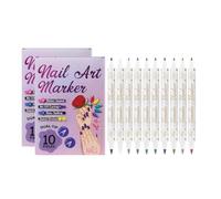 10 Color Nail Art Pens Set, 2026 Upgrade Nail Art Markers Pens, DIY Quick Dry Graffiti Pens, 3D Gel Nail Polish Pens for Painting, DIY Nails Drawing Portable Tools for Home Salon (2Pcs)