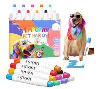 10 Colors Dog Hair Dye Chalk, MSDADA Temporary Coloured Hair Wax Color Dog Paint Hair Color Painting Crayons Washable Color Safe Paint Pens for Dogs, Horses, Birds, Cats, Pet Grooming