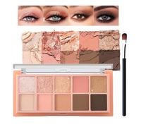 10 Colors Eyeshadow Palette, Highly Pigmented Pink Glitter & Matte Eye Shadow Includes Brushes, Blendable & Long Lasting, Korean Makeup Palette with Shimmer Finishes (Gilliter Pink)