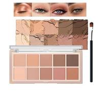 10 Colors Eyeshadow Palette, Smooth Matte Natural Nude,Pink and Brown Eye Shadow Includes Brushes, High Pigmented, Blendable & Long Lasting, Travel Size Eye Makeup Palette for Women (Natural Nude)