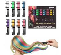 10 Colors Festive Fun Hair Chalk Combs, 2026 New Temporary Washable Glitter Hair Color for DIY Hairstyles, Quick-Dry Vibrant Hair Dye for Birthday, Christmas, Parties, Teens & Kids(8-piece pack)