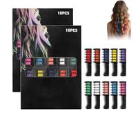 10 Colors Festive Fun Hair Chalk Combs, New Chalk Hair Color for Girls, Temporary Wash out Hair Color Kids, Christmas Girl Gifts, Skin Safe Materials (2set)