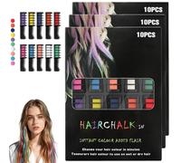 10 Colors Festive Fun Hair Chalk Combs, Skin Safe Materials, Washable Temporary Hair Color Dye for Birthday Party & Christmas, DIY Make-Up Sessions and Similar Occasions(3Sets)