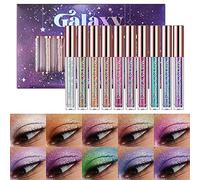 10 Colors Glitter Liquid Eyeshadow Set Metallic Glitter Shimmer Smokey Eye Looks Waterproof Long Lasting Quick-Drying Sparkling Eye Shadow (Set B)