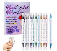 10 Colors Nail Art Pens Set,Nail Polish Pens Quick-Drying Nails Art Markers,Double Head Nails Art Drawing Tool,Point Graffiti Dotting Liner Pen Tools for Home & Salon DIY (1PC)