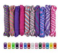 10 Colors Paracord Rope Parachute Cord Outdoor Survival Rope Set With 14 pcs Colorful Buckles DIY Manual Braiding Making Bracelets, Key Chain, Dog Collar, DIY Lanyards (24pcs multicolor)