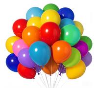 10 Colors Rainbow Party Balloons 100 Pack, 12 Inch Vibrant Latex Helium Round Garland for Birthdays Weddings Baby Showers Arch Decorations