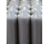 10" Coloured through dinner candles, 11½ hrs burn time, non-drip, Pack of 10 - Grey