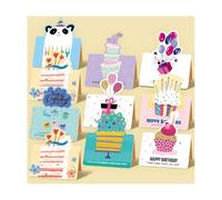 10 Colourful Happy Birthday Card Cartoon Shaped Easy to Write Paper Happy Birthday Greeting Card Suitable for Kids, Girls, Women, Men, Birthday Party Gifts, Bouquets, Greetings Writing