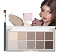 10 Colours Brown Grey Nude Eye Shadows Palette,Matte Grey Black Cream Eye Shadow,Long Lasting Eyeshadow Make-Up Pa/lettes,Sm/oky Eyeshadow Palette Makeup,Waterproof&Blendable Formula(Matte Gray)