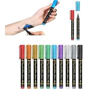 10 Colours Temporary Tattoo Pen, Temporary Tattoo Markers for Skin, Tattoos Pen Kit,Body Markers for Kids and Adults, Art Marker Pens for Kids and Adults Party Festival Dress Up