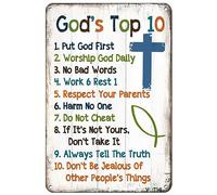 10 Commandments Metal Wall Art - 8x12Inch Art Deco Aluminum Sign - Religious Home Decor For Bedroom, Kitchen & Living Room