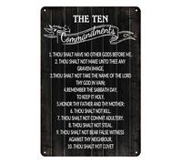10 Commandments Wall Art Decor The Ten Commandments Poster Thou Shalt Have No Other Gods Before Me Metal Hanging Sign Funny Inspirational Tin Signs House Rules Gifts Room Decoration 8x12 Inch