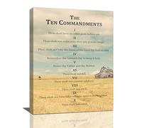 10 Commandments Wall Art Ten Commandments Pictures Wall Decor Christian Canvas Prints Bible Scripture Decorations Painting Artwork Office Home Decor For Bathroom Bedroom Dining Living Room 12"x16"