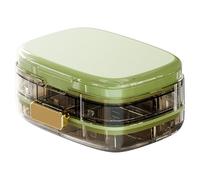 10 Compartment Pill Organizer with Triple Seal 7 Day Travel Medicine Case Portable Vitamin Storage for Daily Medication and Supplements Green