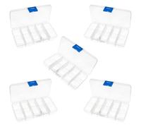 10 Compartment Transparent Small Storage Box 7 x 13 x 2.5cm Perfect for Electronic Components Jewellery Arts Crafts Beads Organiser Pack of 5 quantity