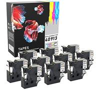 10 Compatible 40913 Black on White 9mm x 7m Labelling Tapes for LabelManager LM 100 150 160 200 210D 260 280 300 350 350D 360D 400 420P 450 500TS PC PC2 PnP LabelWriter LW 400 450 Duo