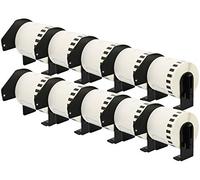 10 Compatible Rolls DK22251 DK-22251 62mm x 15.24m Continuous Labels for P-Touch QL-800 QL-810W QL-820NWB, Red and Black on White