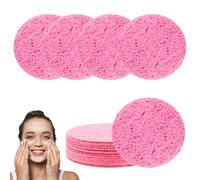 10 Count Facial Sponges Cleansing, Compressed Face Sponges Cleansing Natural Wood Pulp for Makeup Removal Exfoliating(2.5 Inch) (Pink)
