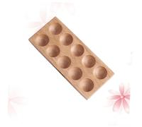 10-cup Rubber Wood Egg Holder Tray Green with 10 round Slots