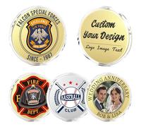 10 Custom Challenge Coins, Personalized Commemorative Coins with Logo, Customized Memorial Gifts for Company Military Family Anniversary Wedding Couple Pocket Hug Tokens Decision Coins (Gold)